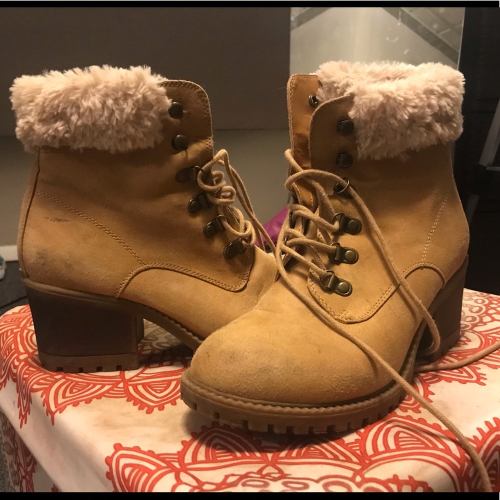 Fuzzy Brown Heel Booties